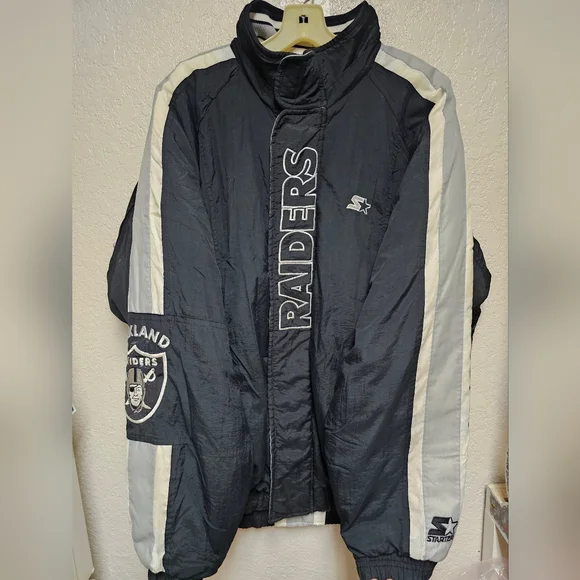Vintage 1990's (L) Oakland Raiders Pro Line Starter Zip-Up Jacket & Backpack